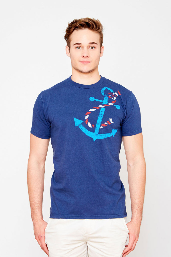 Vintage Anchor Tee in Navy